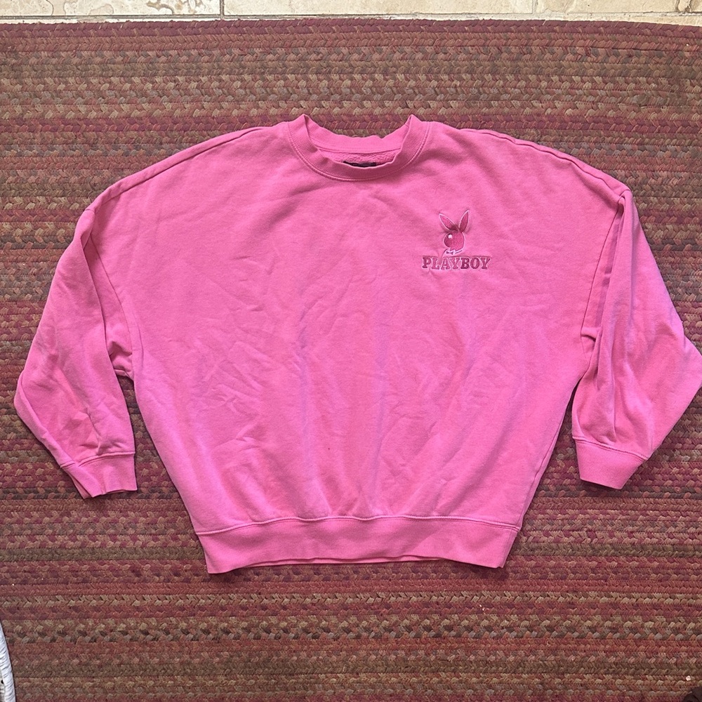PLAYBOY PAC SUN PINK EMBROIDERED BUNNY SWEATSHIRT